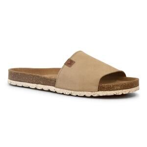 New Biostep Leather Light Taupe Cork Footbed Slide Suede Sandals - Size 9.5